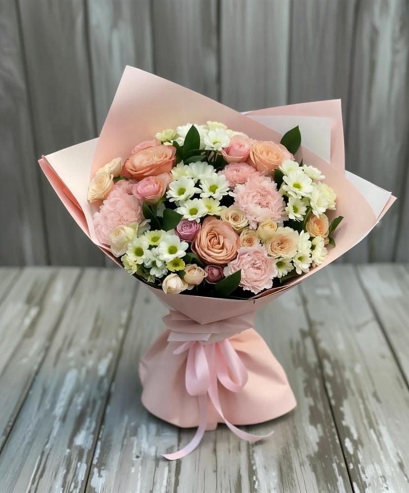 Букет цветов из: Гвоздики, Розы и Хризантемы в Боршева