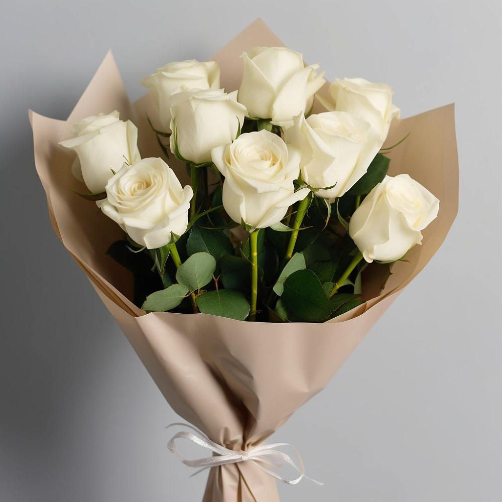 Букет 9 Белых роз Эдлесс Лав в Боршева