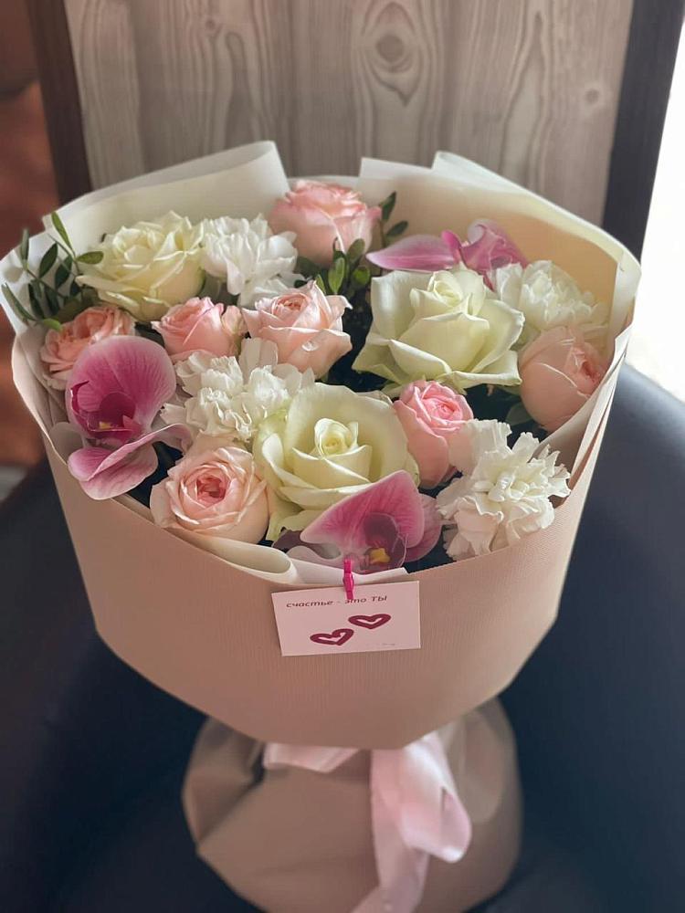 Букет цветов из: Орхидеи, Розы и Гвоздики в Боршева