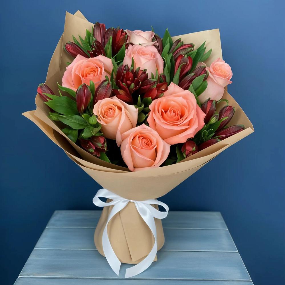 Букет цветов из: Розы и Альстромерии в Боршева