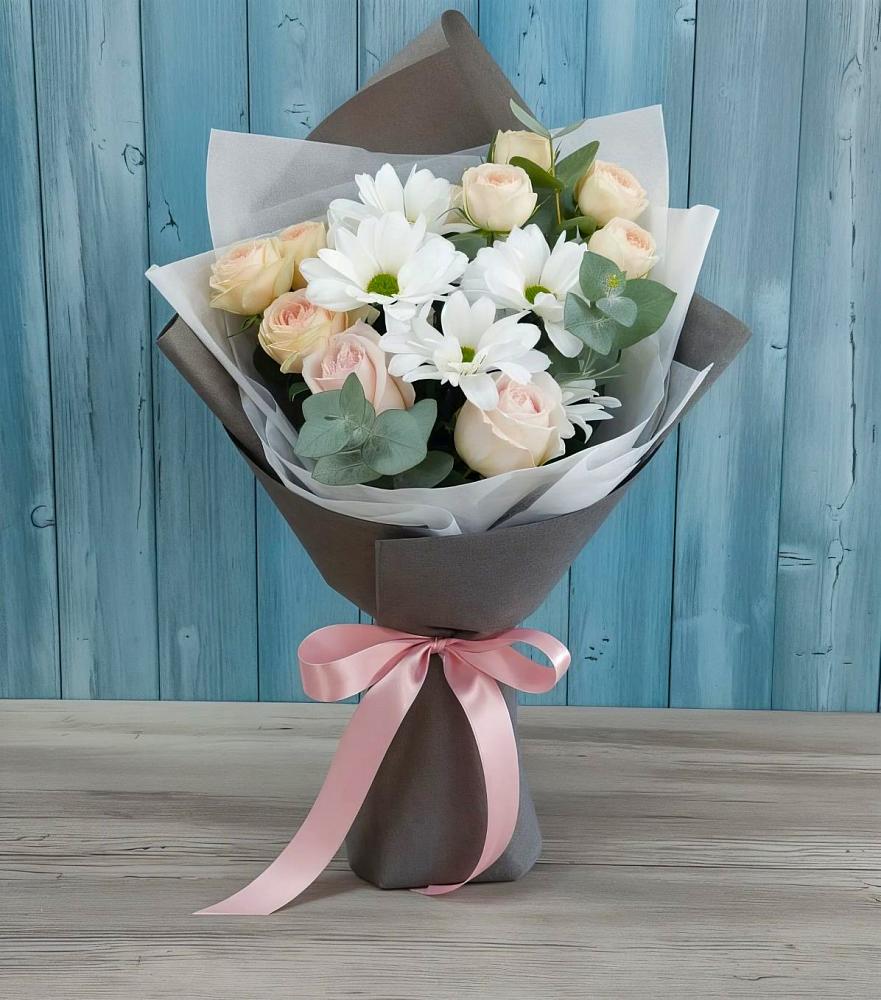 Букет цветов из: Хризантемы и Розы в Боршева