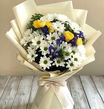 Букет цветов из:  Ирисы, Хризантемы и Розы #REPLACE_PRED# Боршева