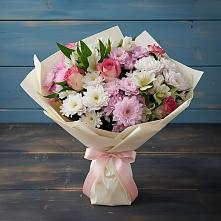 Букет цветов из:  Хризантемы, Альстромерии и Розы в Боршева