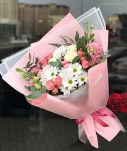 Букет цветов из:  Розы, Лизиантусы и Хризантемы в Боршева