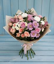 Букет цветов из:  Хризантемы, Розы и Альстромерии в Боршева