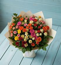Букет Микс из разноцветных кустовых роз в Боршева